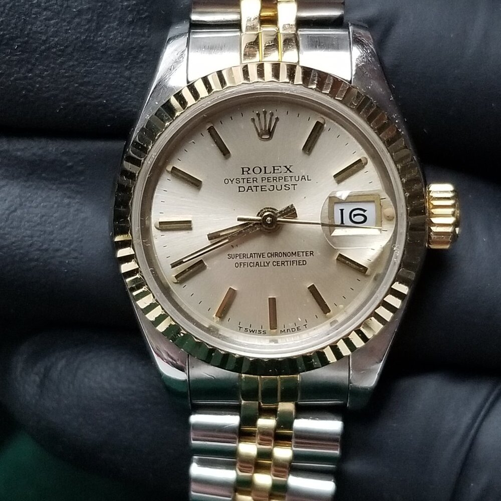 Rolex Oyster Perpetual Datejust 26mm Ladies Wristwatch 69173 Steel Gold Two-tone